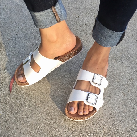 RESTOCKED❤️ white double strap cork slip on sandal - Picture 4 of 8